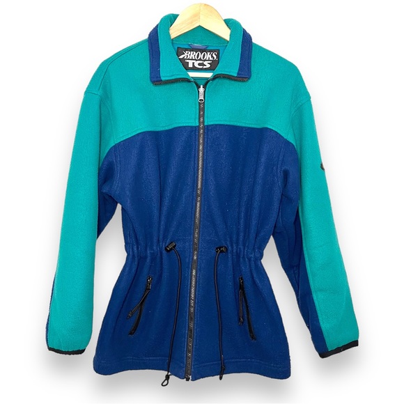 Vintage 90s Color Block Zip Up Fleece Sweater - Picture 2 of 6